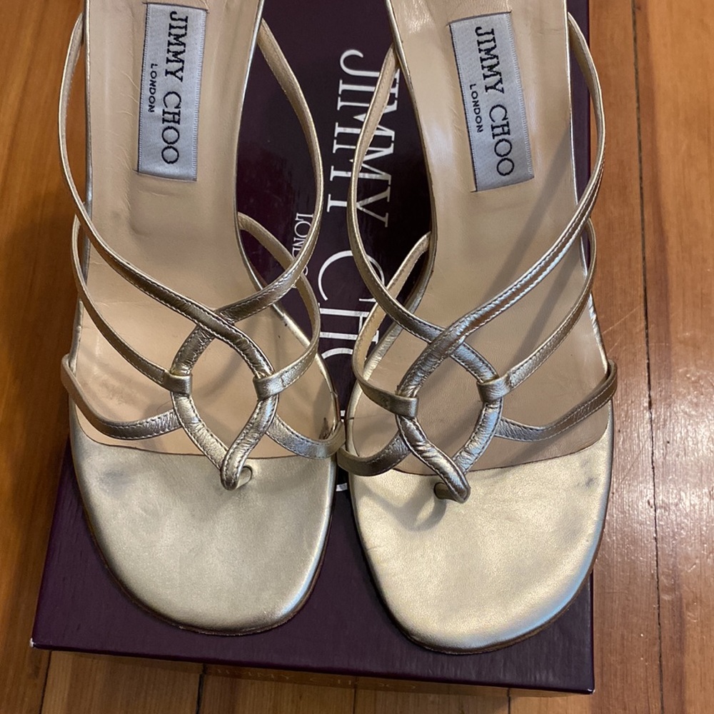 Jimmy Choo gold sandals mule size 40. Size 9 - Picture 2 of 8